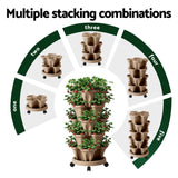 Garden Beds & Planters: Green Fingers Garden Bed 5 Tier Vertical Garden Grey Strawberry Stackable Planters Herb Petunias Tan