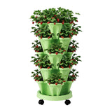 Garden Beds & Planters: Green Fingers Garden Bed 5 Tier Vertical Garden Grey Strawberry Stackable Planters Herbs Light Green