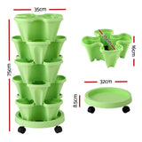 Garden Beds & Planters: Green Fingers Garden Bed 5 Tier Vertical Garden Grey Strawberry Stackable Planters Herbs Light Green