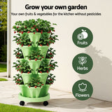 Garden Beds & Planters: Green Fingers Garden Bed 5 Tier Vertical Garden Grey Strawberry Stackable Planters Herbs Light Green