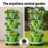 Garden Beds & Planters: Green Fingers Garden Bed 5 Tier Vertical Garden Grey Strawberry Stackable Planters Herbs Light Green