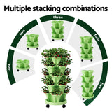 Garden Beds & Planters: Green Fingers Garden Bed 5 Tier Vertical Garden Grey Strawberry Stackable Planters Herbs Light Green
