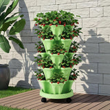 Garden Beds & Planters: Green Fingers Garden Bed 5 Tier Vertical Garden Grey Strawberry Stackable Planters Herbs Light Green