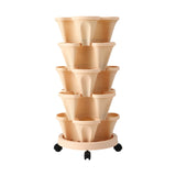 Garden Beds & Planters: Green Fingers Garden Bed 5 Tier Vertical Garden Grey Strawberry Stackable Planters Herbs Beige