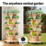 Garden Beds & Planters: Green Fingers Garden Bed 5 Tier Vertical Garden Grey Strawberry Stackable Planters Herbs Beige