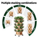 Garden Beds & Planters: Green Fingers Garden Bed 5 Tier Vertical Garden Grey Strawberry Stackable Planters Herbs Beige