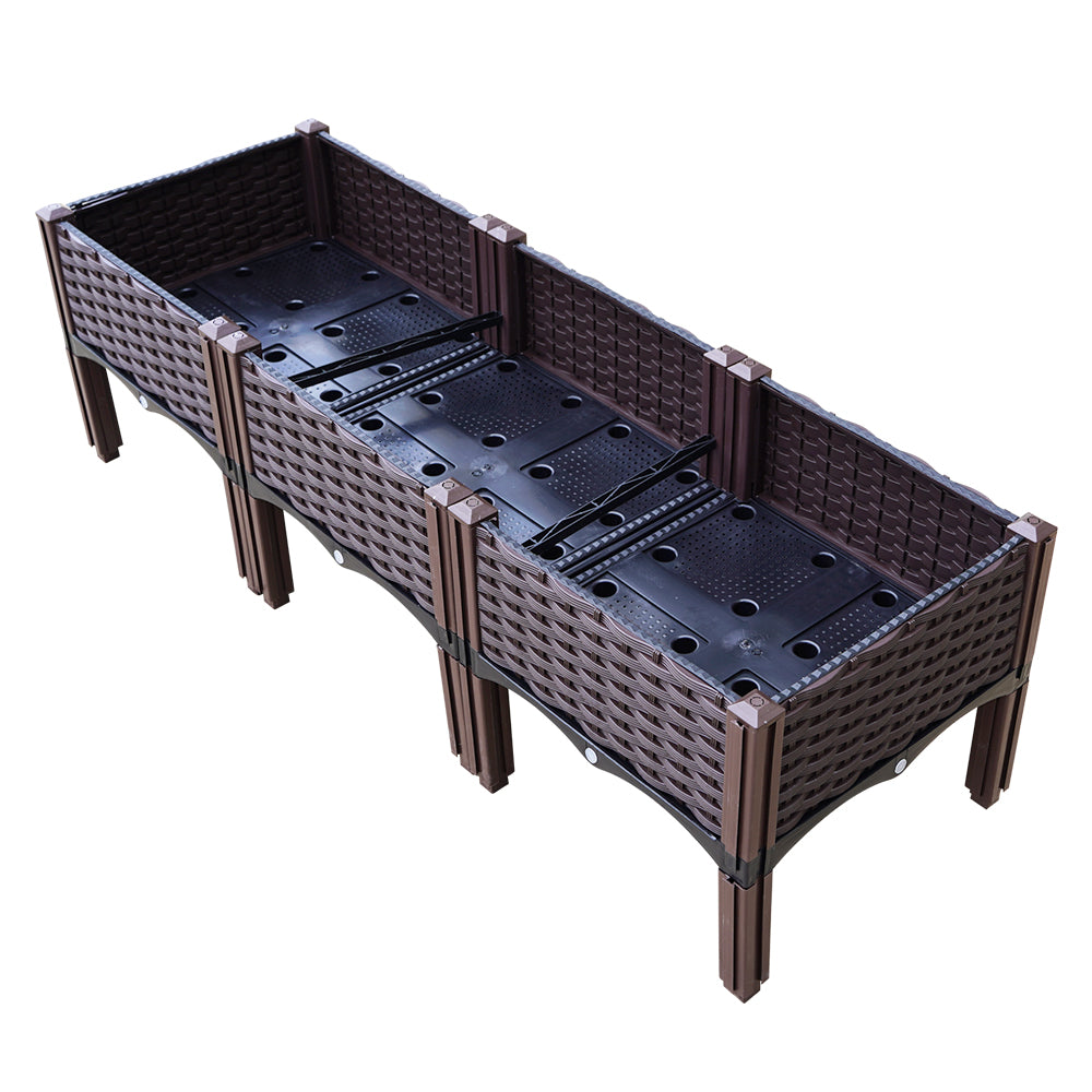 Greenhouses & Accessories: Green Fingers Garden Bed 120x40x36cm PP Planter Box Raised Container Growing Herb