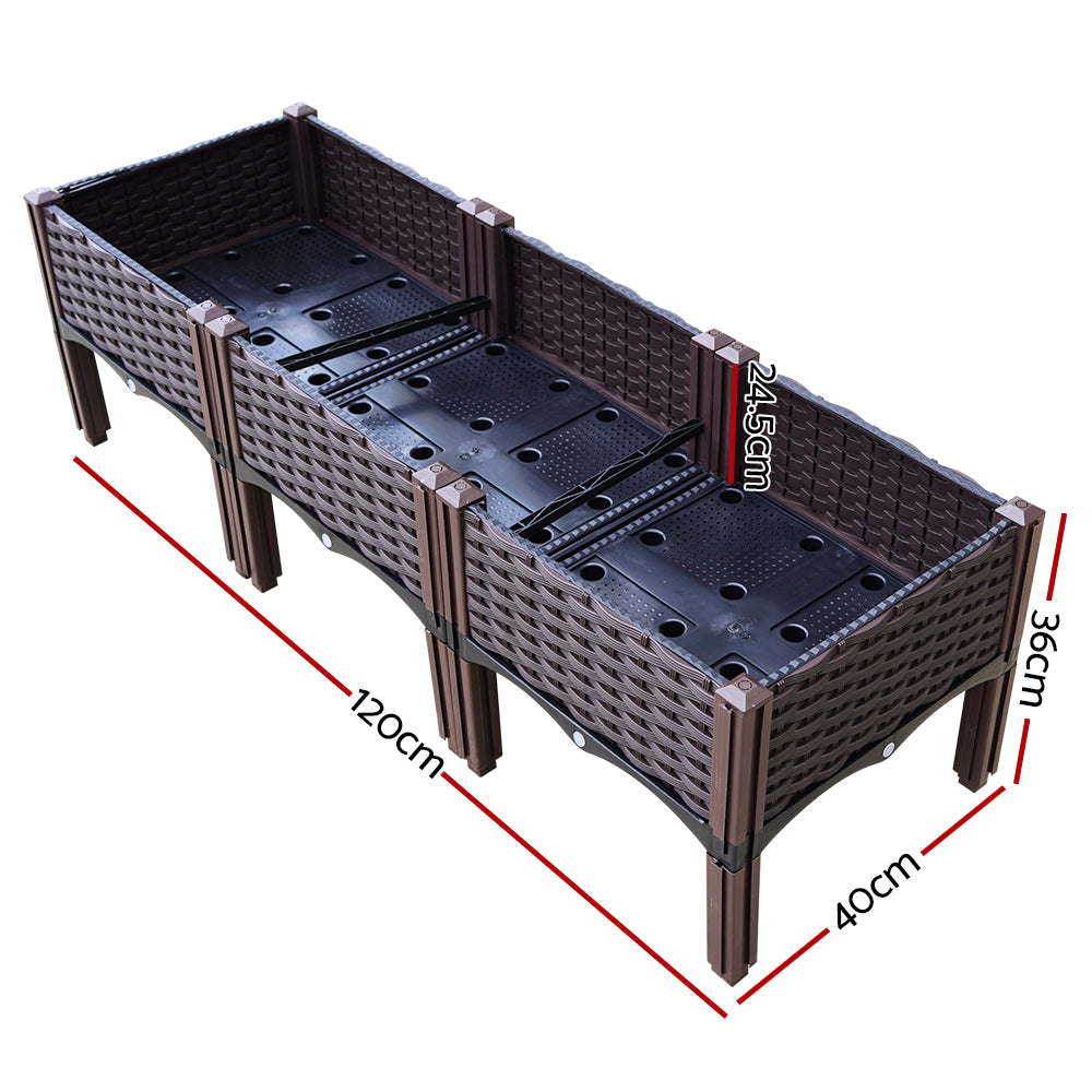 Greenhouses & Accessories: Green Fingers Garden Bed 120x40x36cm PP Planter Box Raised Container Growing Herb