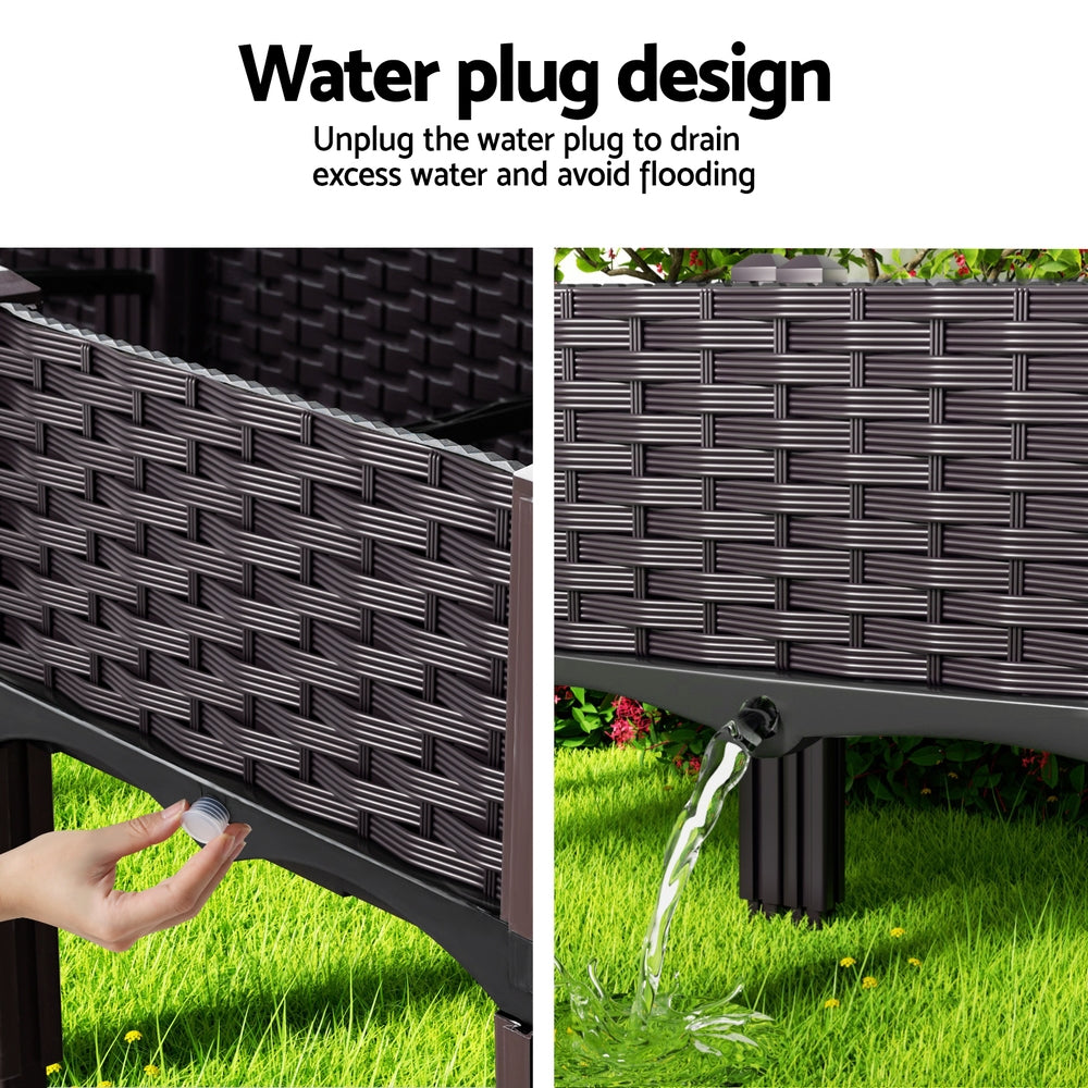 Greenhouses & Accessories: Green Fingers Garden Bed 120x40x36cm PP Planter Box Raised Container Growing Herb