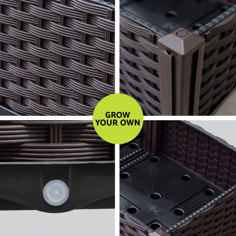 Greenhouses & Accessories: Green Fingers Garden Bed 120x40x36cm PP Planter Box Raised Container Growing Herb
