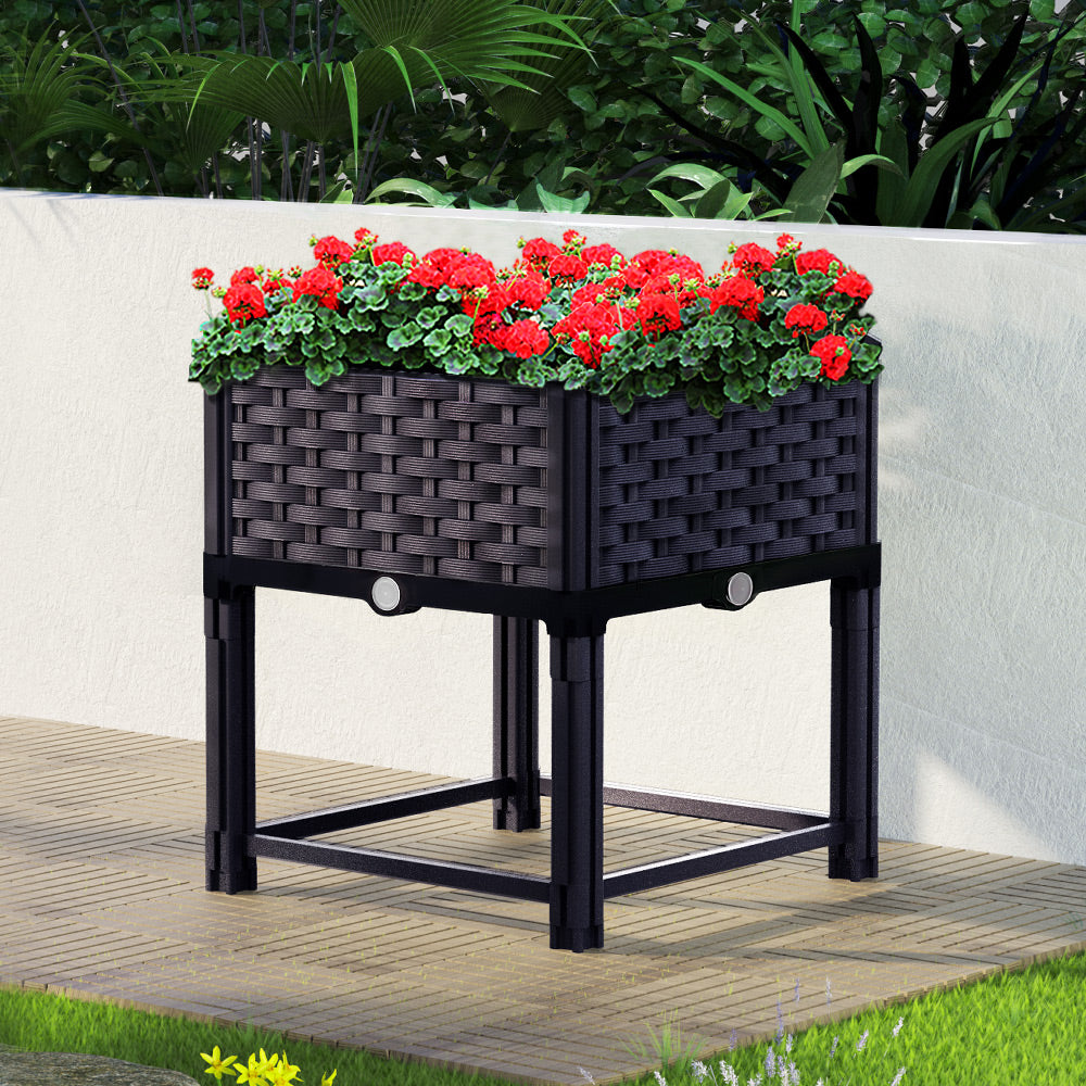 Greenhouses & Accessories: Green Fingers Garden Bed 40x40x23cm PP Planter Box Raised Container Growing Herb
