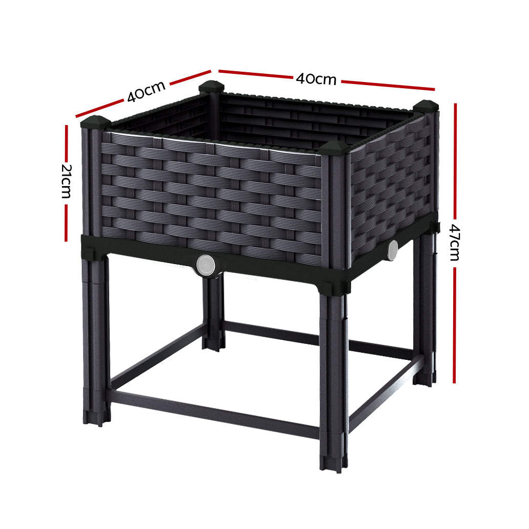 Greenhouses & Accessories: Green Fingers Garden Bed 40x40x23cm PP Planter Box Raised Container Growing Herb