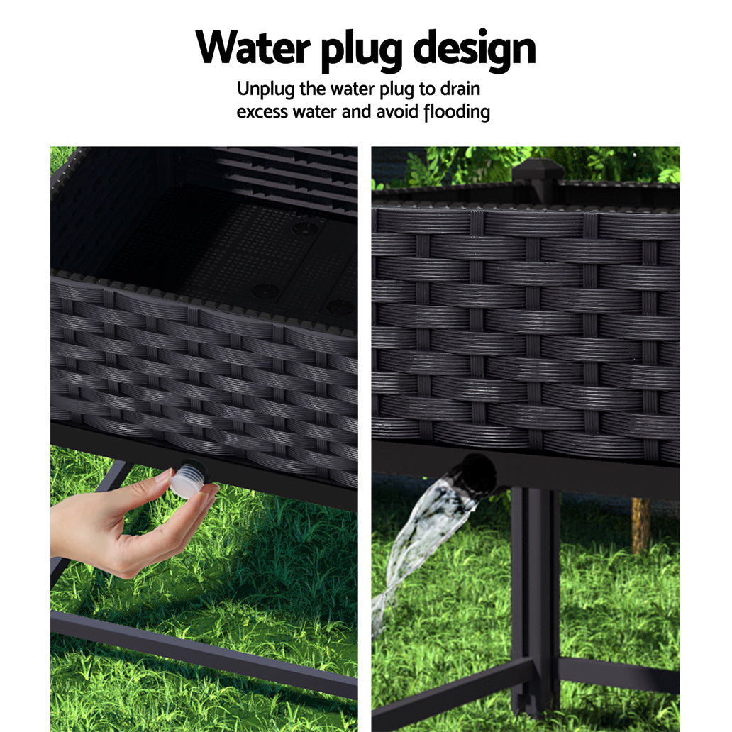 Greenhouses & Accessories: Green Fingers Garden Bed 40x40x23cm PP Planter Box Raised Container Growing Herb