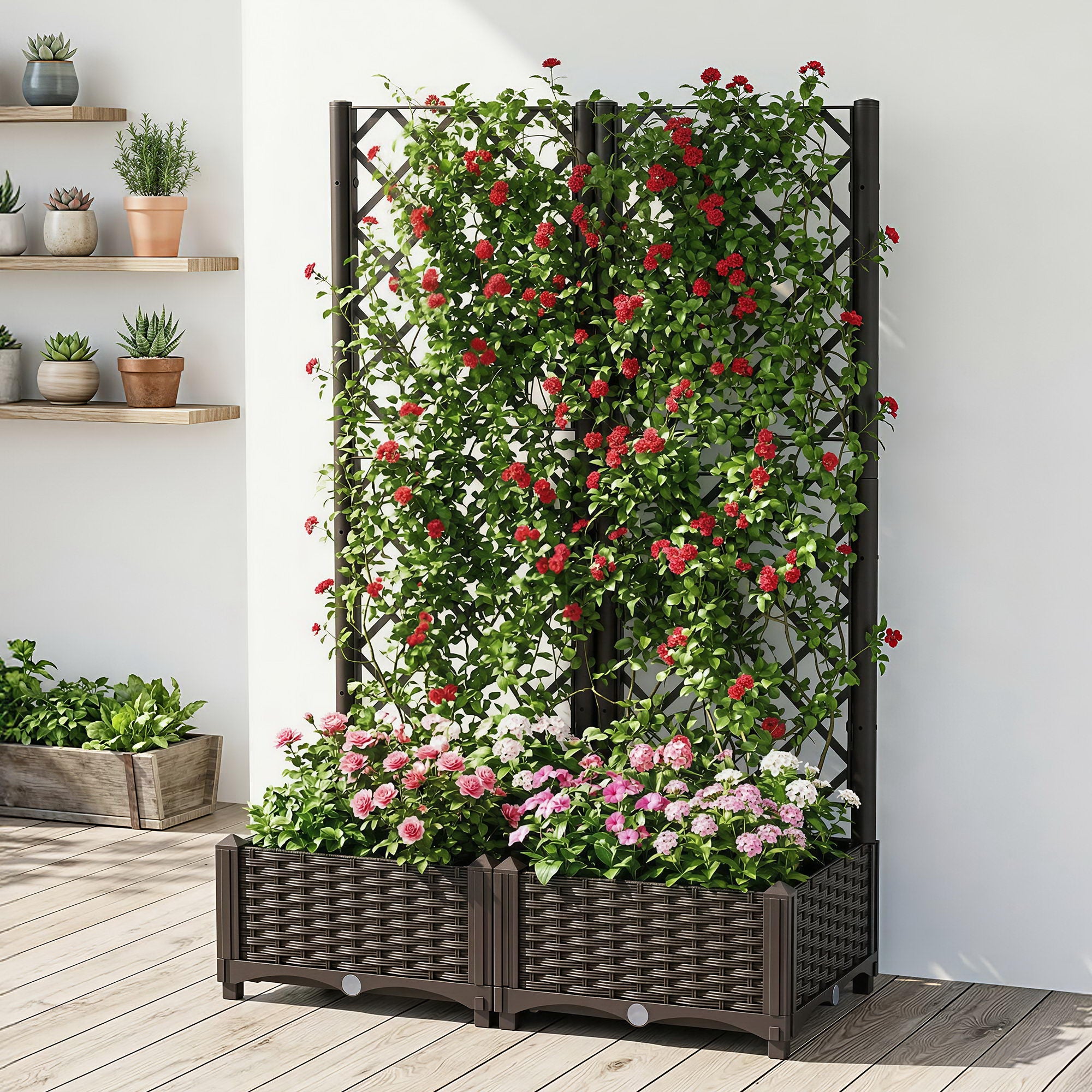 Green Fingers Raised Garden Bed Vertical Planter Self Watering Large Elevated Veggie Box 80x40x122cm