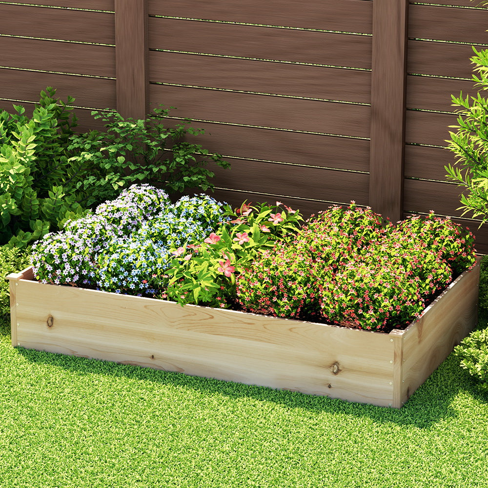 Garden Beds & Planters: Green Fingers Garden Bed 150x90x30cm Wooden Planter Box Raised Container Growing
