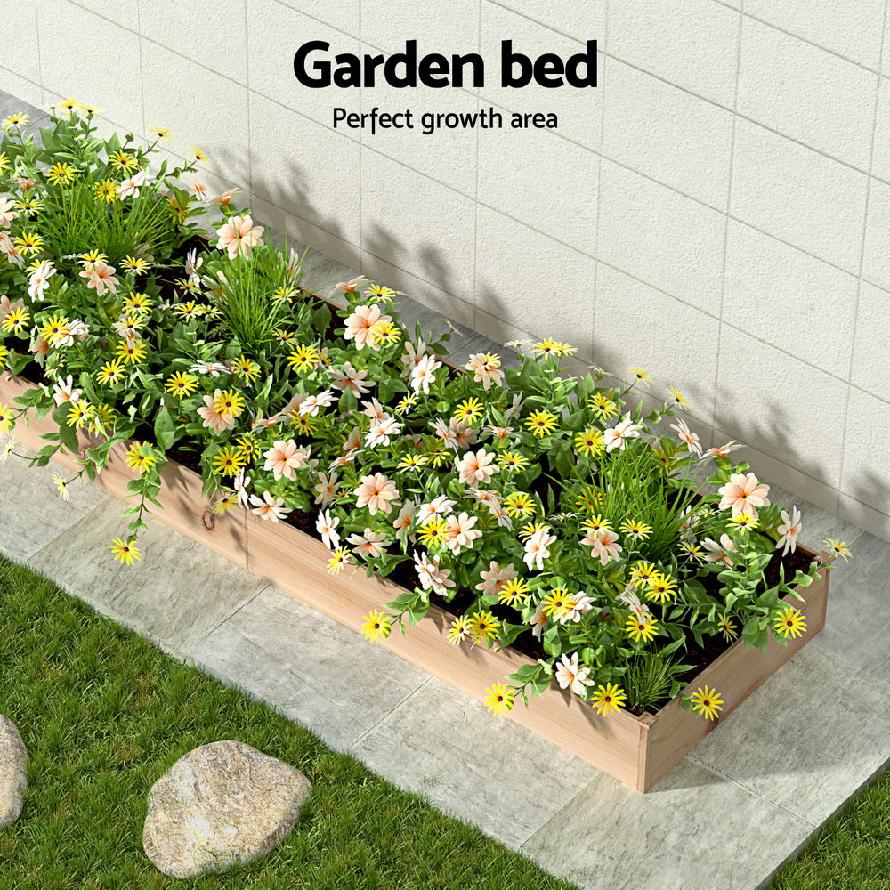 Garden Beds & Planters: Green Fingers Garden Bed 150x90x30cm Wooden Planter Box Raised Container Growing