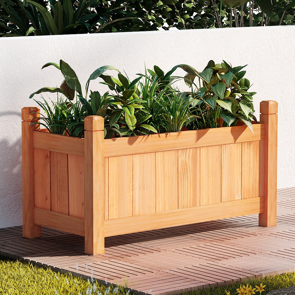 Garden Beds & Planters: Green Fingers Garden Bed 60x30x33cm Wooden Planter Box Raised Container Growing