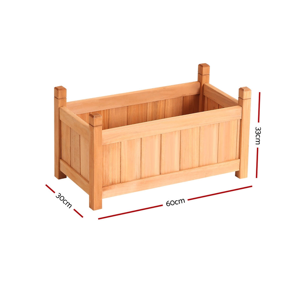 Garden Beds & Planters: Green Fingers Garden Bed 60x30x33cm Wooden Planter Box Raised Container Growing