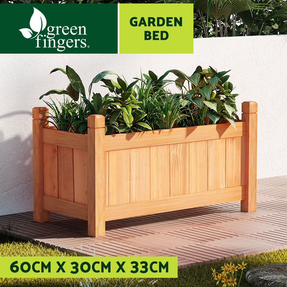 Garden Beds & Planters: Green Fingers Garden Bed 60x30x33cm Wooden Planter Box Raised Container Growing
