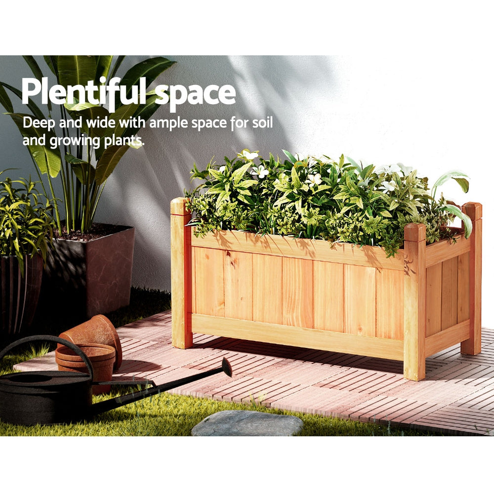Garden Beds & Planters: Green Fingers Garden Bed 60x30x33cm Wooden Planter Box Raised Container Growing