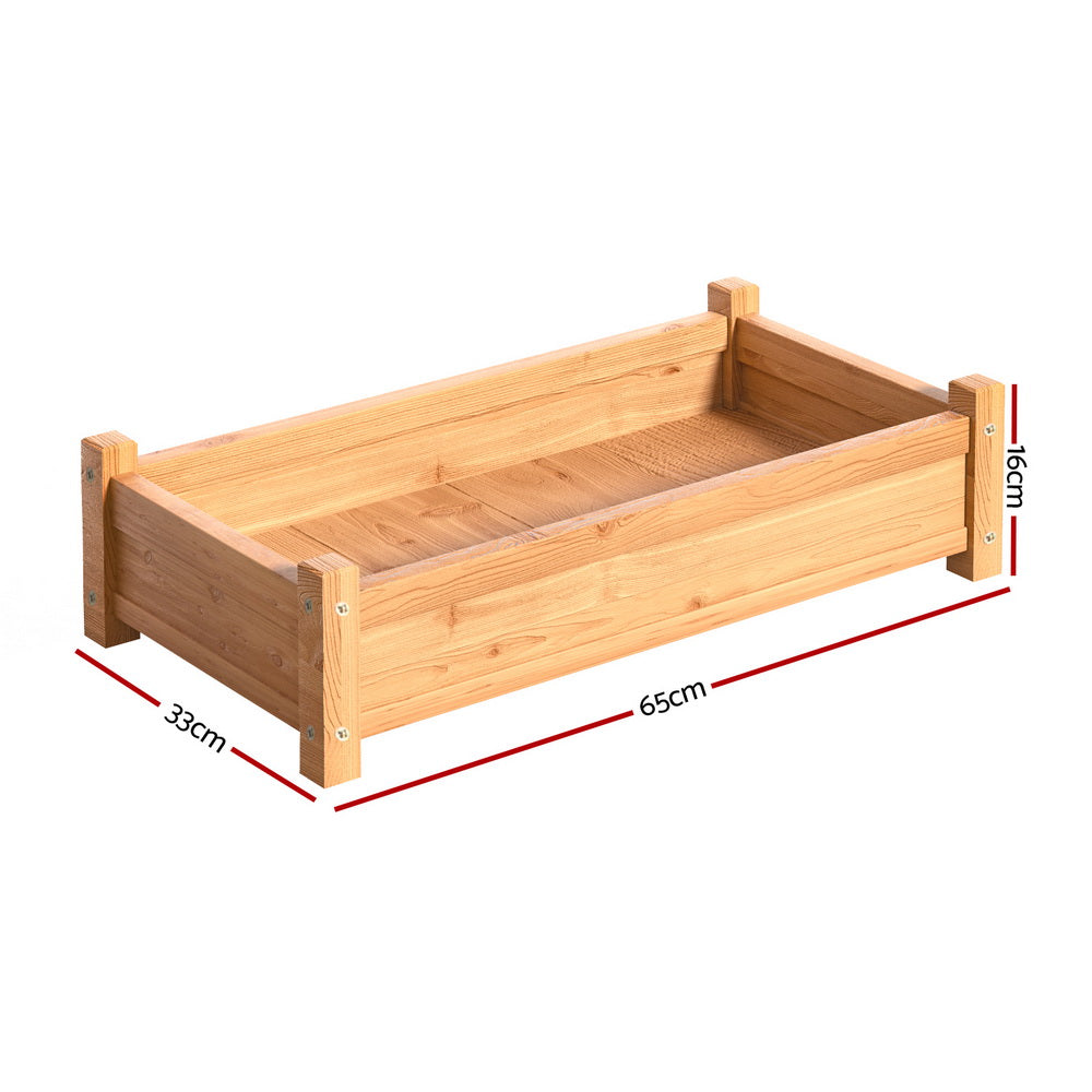 Garden Beds & Planters: Green Fingers Garden Bed 65x33x16cm Wooden Planter Box Raised Container Growing