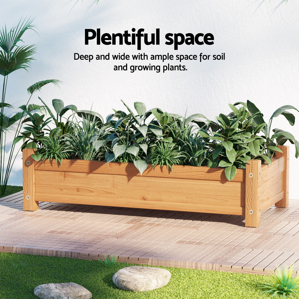 Garden Beds & Planters: Green Fingers Garden Bed 65x33x16cm Wooden Planter Box Raised Container Growing