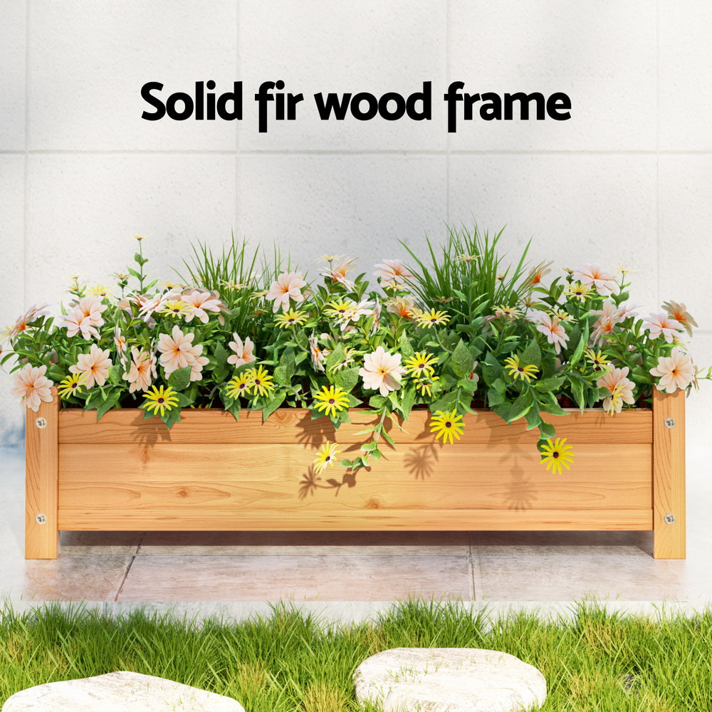 Garden Beds & Planters: Green Fingers Garden Bed 65x33x16cm Wooden Planter Box Raised Container Growing