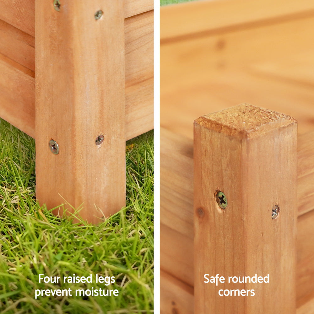 Garden Beds & Planters: Green Fingers Garden Bed 65x33x16cm Wooden Planter Box Raised Container Growing