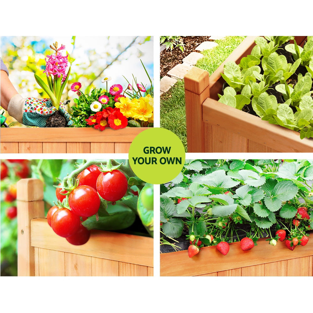 Garden Beds & Planters: Green Fingers Garden Bed 90x30x33cm Wooden Planter Box Raised Container Growing