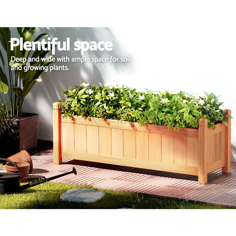 Garden Beds & Planters: Green Fingers Garden Bed 90x30x33cm Wooden Planter Box Raised Container Growing