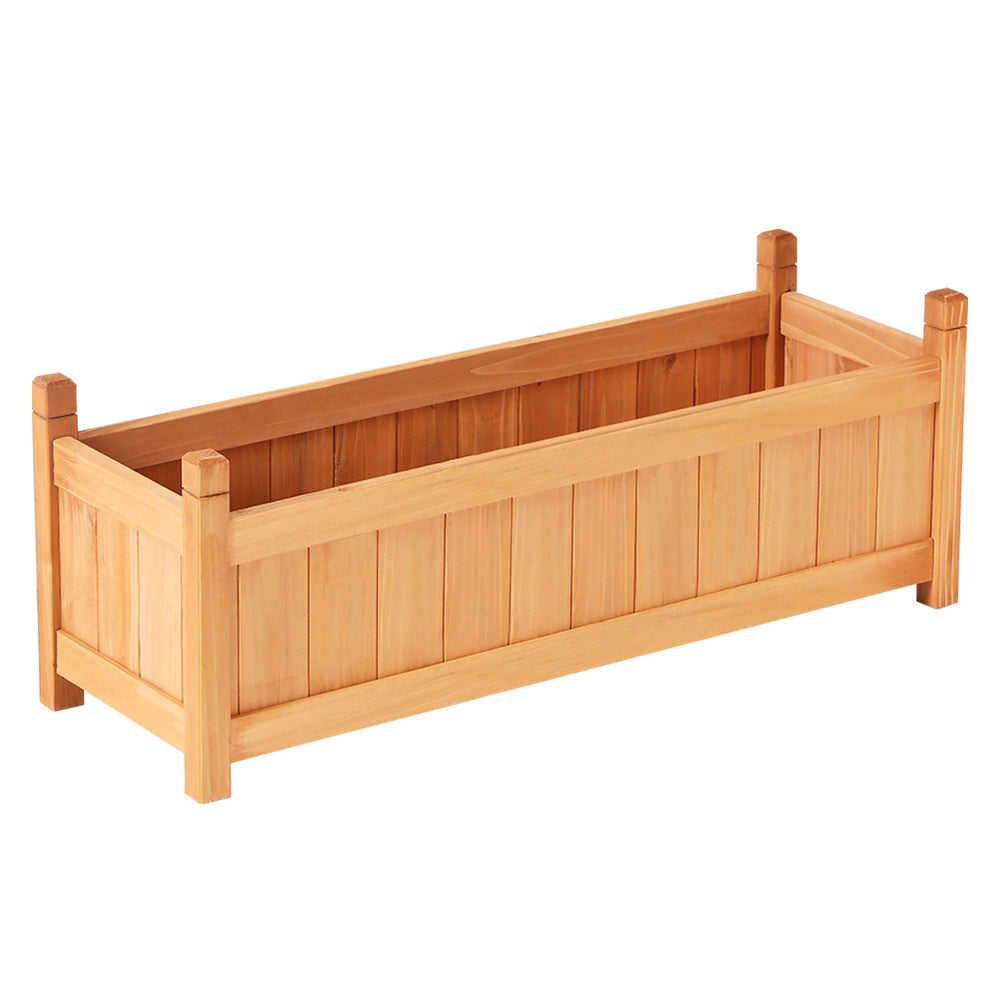 Garden Beds & Planters: Green Fingers Garden Bed 90x30x33cm Wooden Planter Box Raised Container Growing