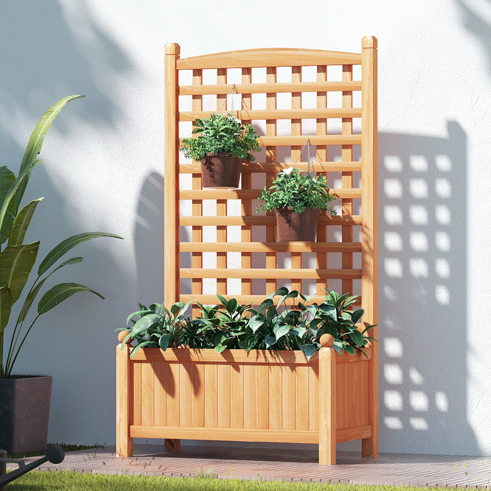 Canopies & Gazebos: Green Fingers Garden Bed Wooden 64x35x115cm Planter Raised Box Container Trellis