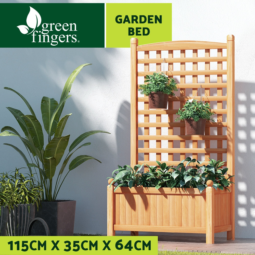 Canopies & Gazebos: Green Fingers Garden Bed Wooden 64x35x115cm Planter Raised Box Container Trellis