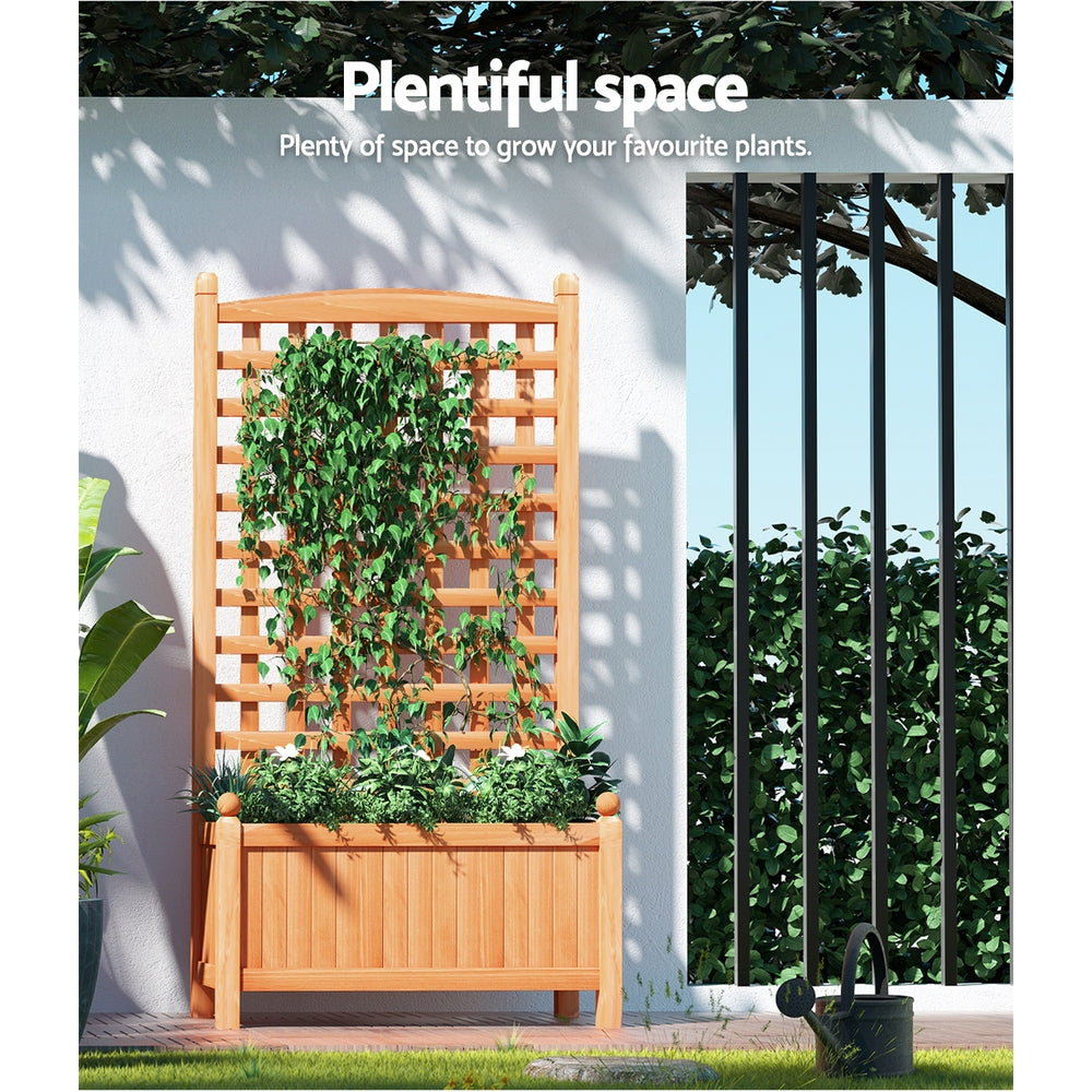 Canopies & Gazebos: Green Fingers Garden Bed Wooden 64x35x115cm Planter Raised Box Container Trellis