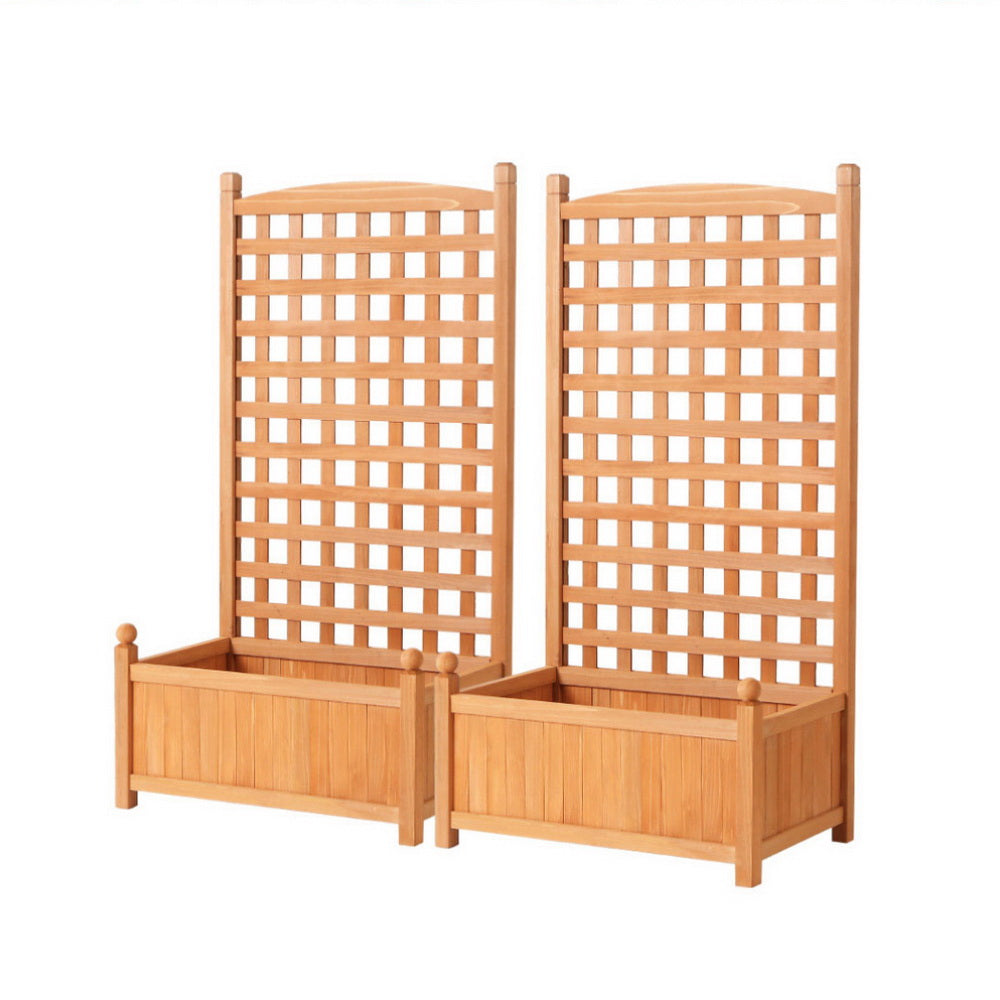 Garden Beds & Planters: Green Fingers 2X Garden Bed Wooden 64x35x115cm Planter Raised Box Container Trellis
