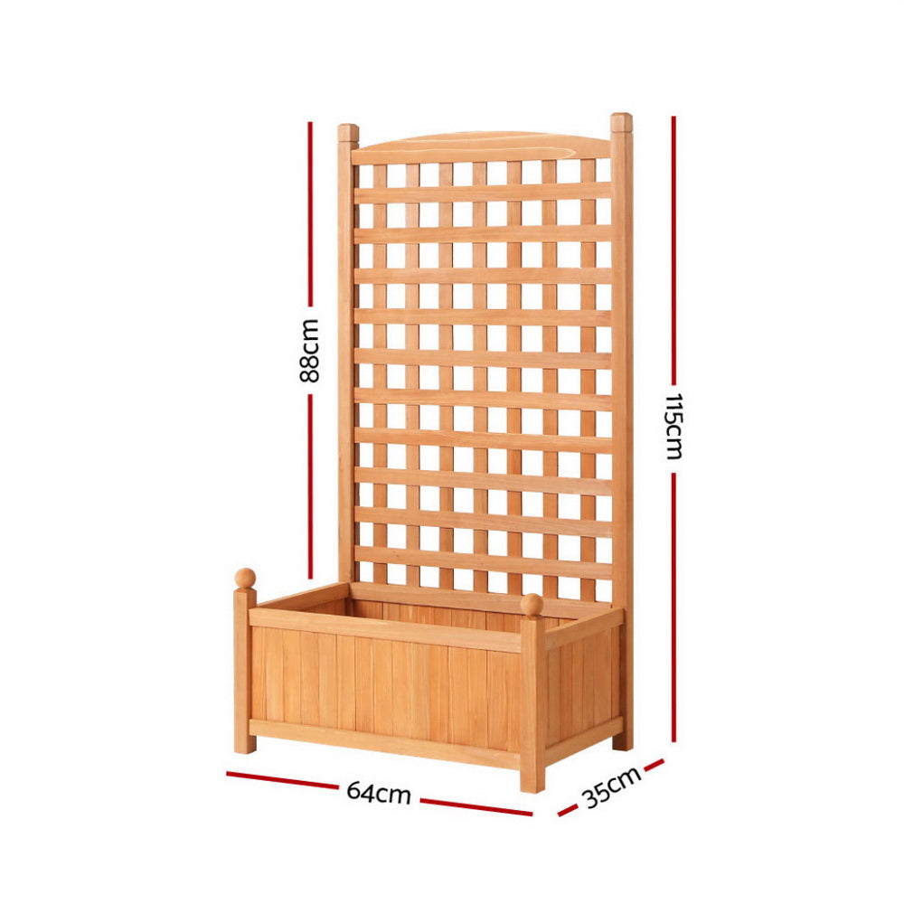 Garden Beds & Planters: Green Fingers 2X Garden Bed Wooden 64x35x115cm Planter Raised Box Container Trellis
