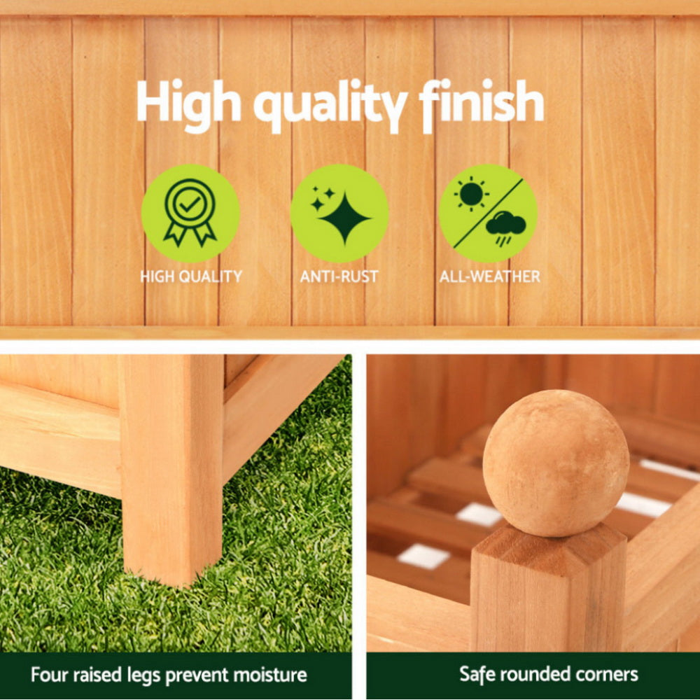 Garden Beds & Planters: Green Fingers 2X Garden Bed Wooden 64x35x115cm Planter Raised Box Container Trellis