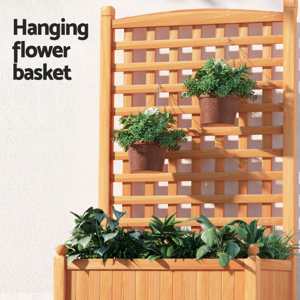 Garden Beds & Planters: Green Fingers 2X Garden Bed Wooden 64x35x115cm Planter Raised Box Container Trellis