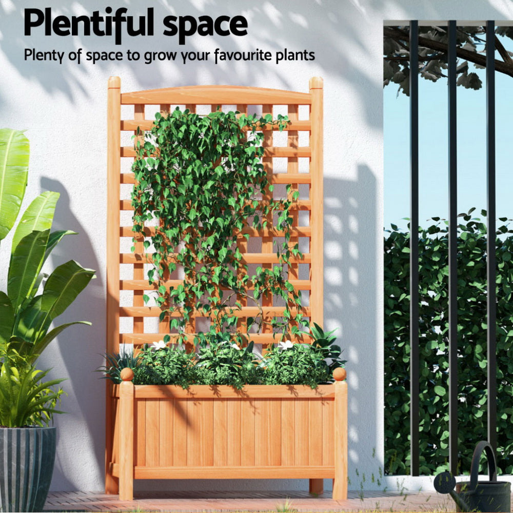 Garden Beds & Planters: Green Fingers 2X Garden Bed Wooden 64x35x115cm Planter Raised Box Container Trellis