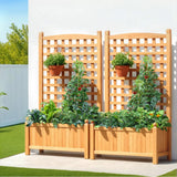 Garden Beds & Planters: Green Fingers 2X Garden Bed Wooden 64x35x115cm Planter Raised Box Container Trellis