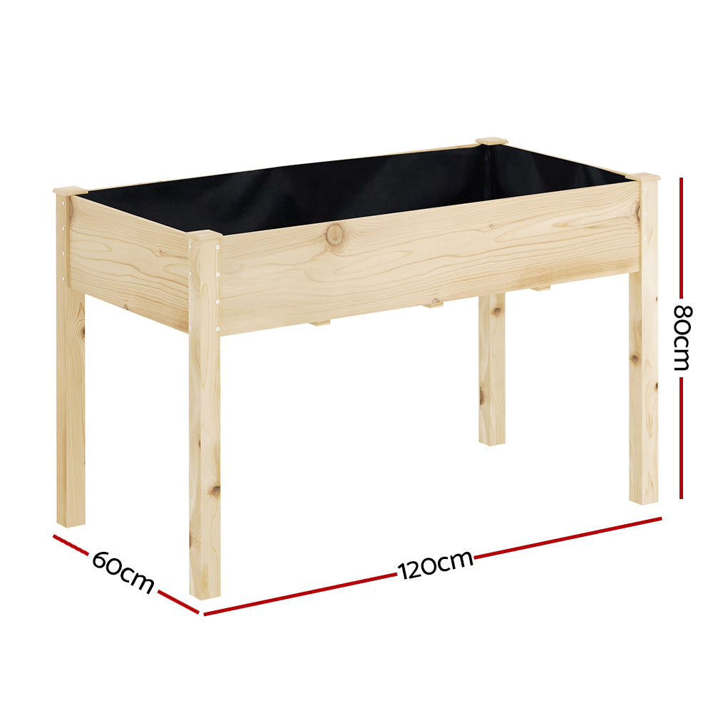 Garden Beds & Planters: Green Fingers Garden Bed Elevated 120x60x80cm Wooden Planter Box Raised Container