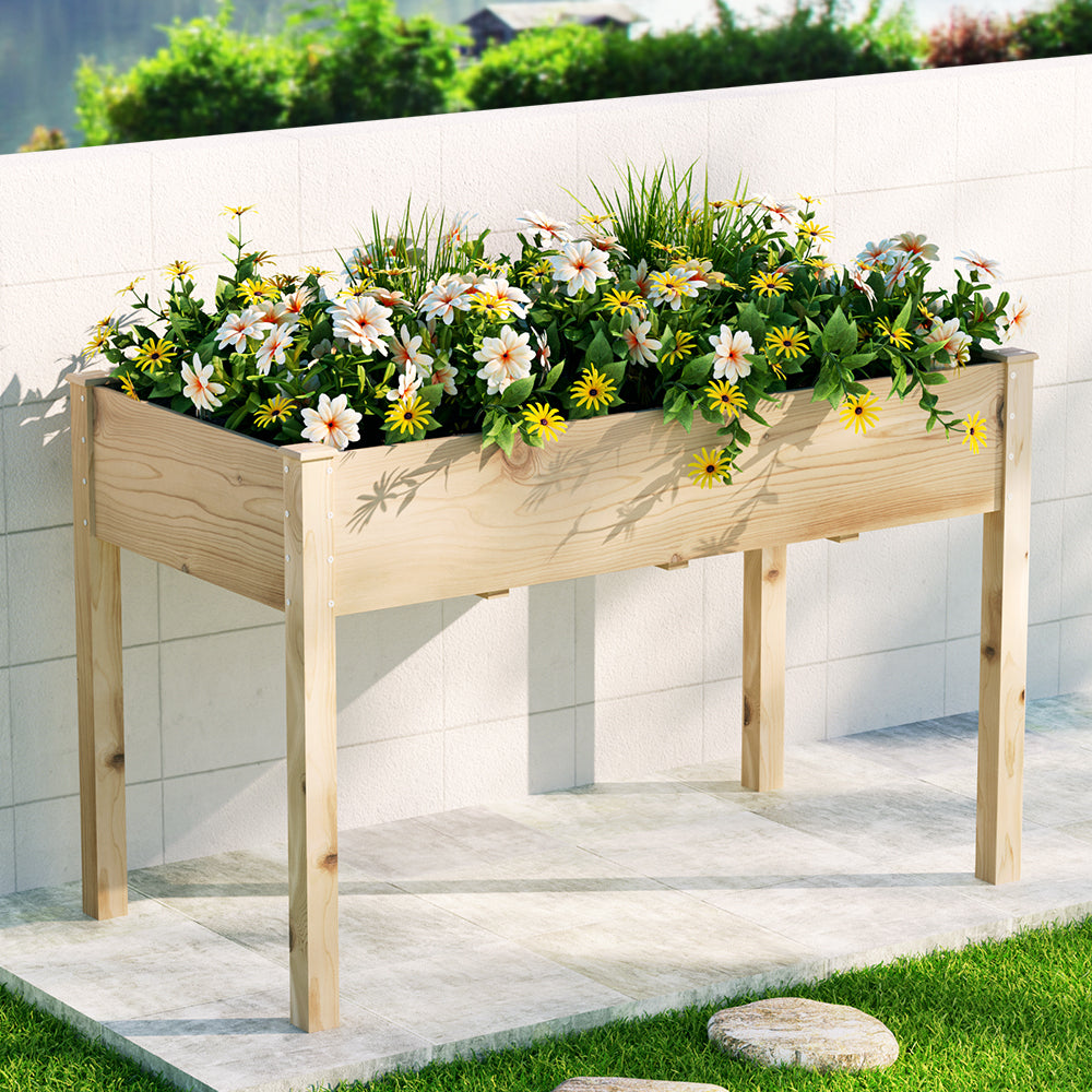 Garden Beds & Planters: Green Fingers Garden Bed Elevated 120x60x80cm Wooden Planter Box Raised Container