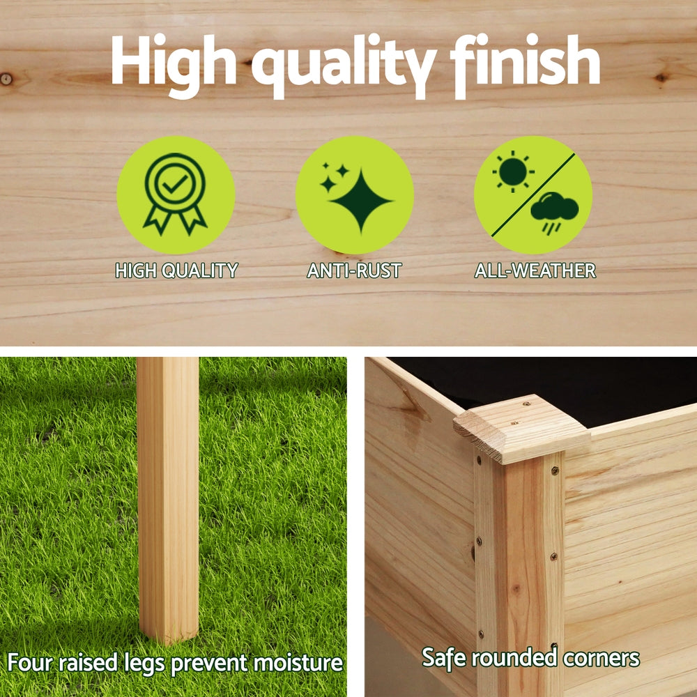 Garden Beds & Planters: Green Fingers Garden Bed Elevated 120x60x80cm Wooden Planter Box Raised Container