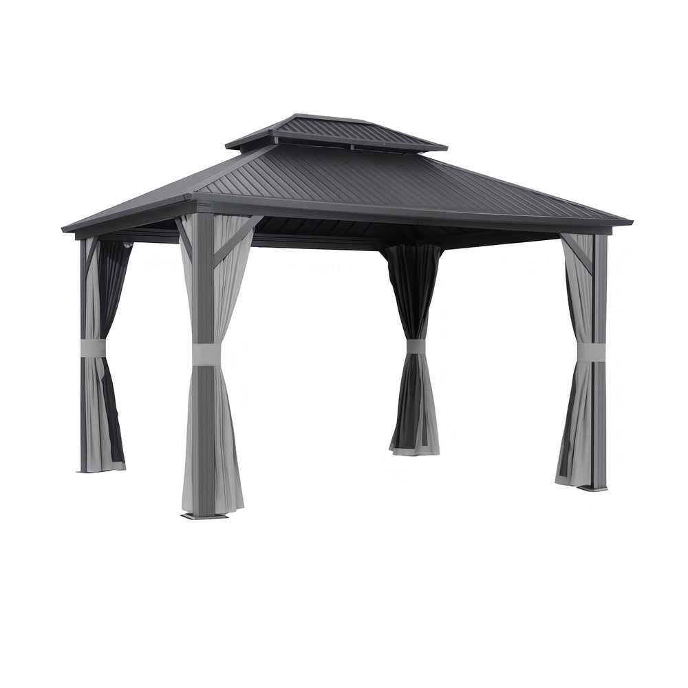 Canopies & Gazebos: Instahut Gazebo 3x3.65m Canopy Outdoor Steel Frame Patio Tent Curtains Marquee Grey