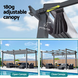 Instahut Gazebo Outdoor Garden Pergola Aluminium Frame Adjustable Canopy 3x4m Grey