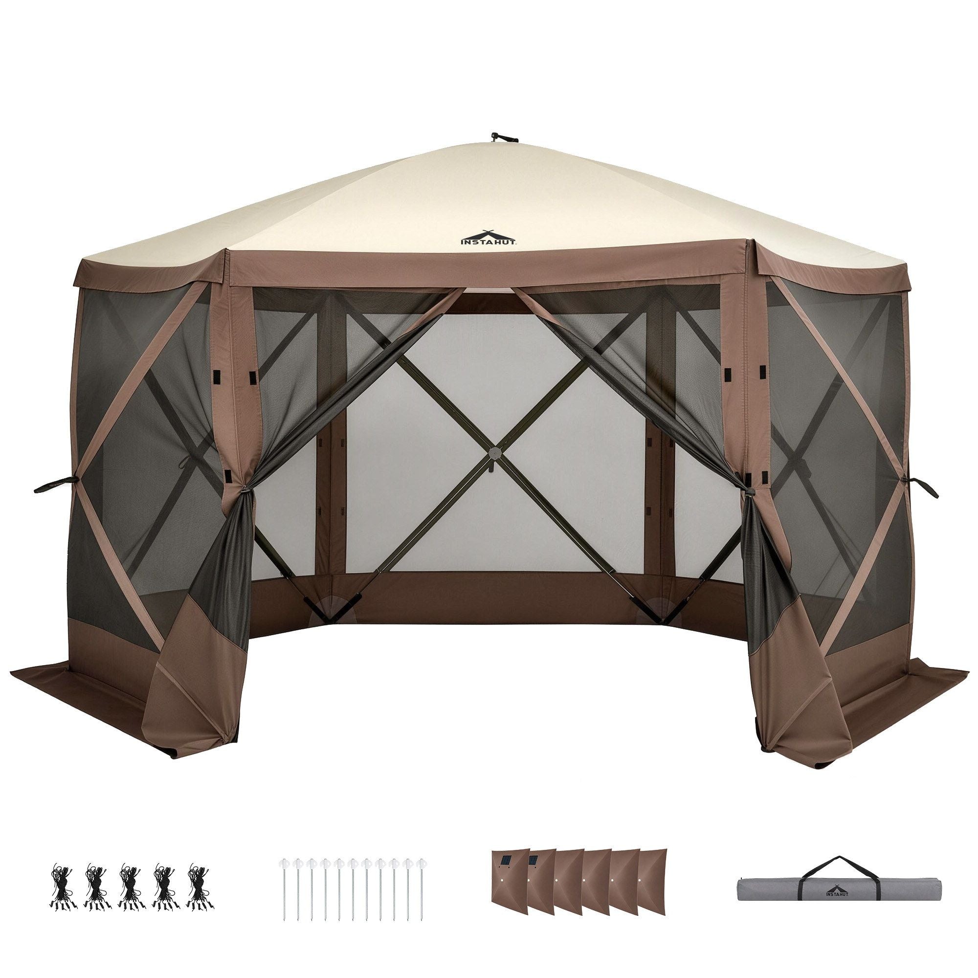 Instahut Gazebo Pop Up Tent 3.6x3.6m Outdoor Marquee Camping Screen w/Curtain Net