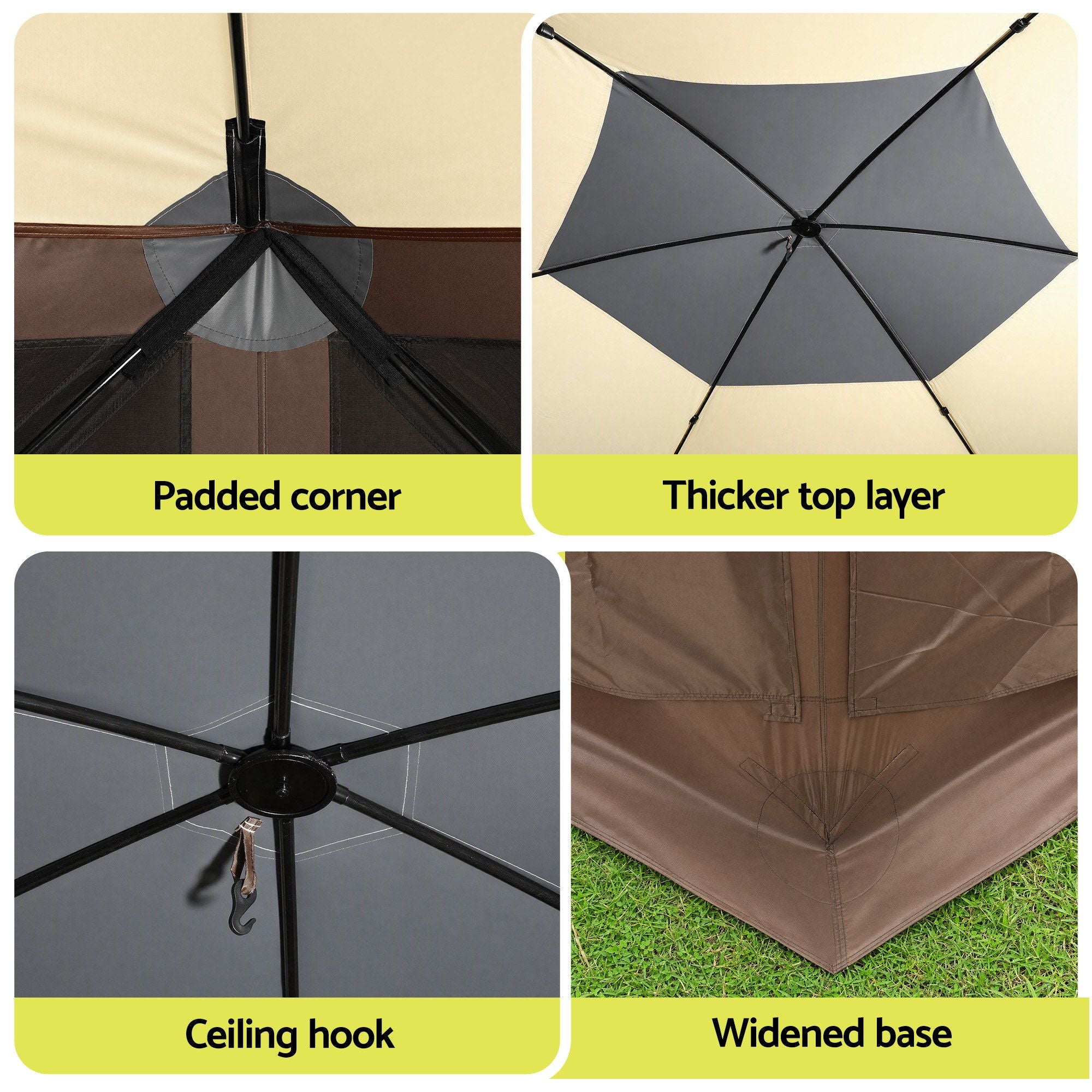 Instahut Gazebo Pop Up Tent 3.6x3.6m Outdoor Marquee Camping Screen w/Curtain Net
