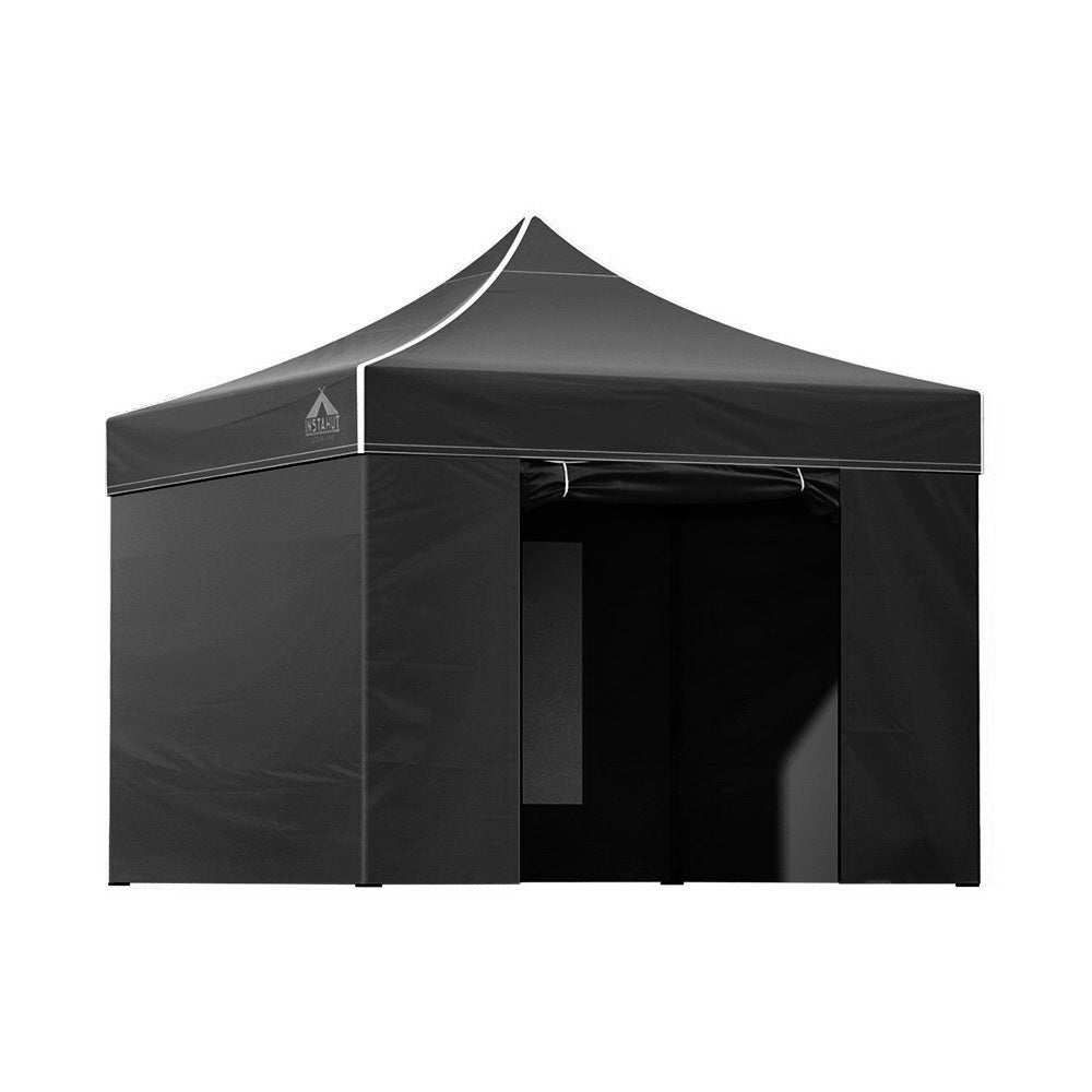Canopies & Gazebos: Instahut Gazebo Pop Up Marquee 3x3m Folding Tent Wedding Gazebos 500D Black