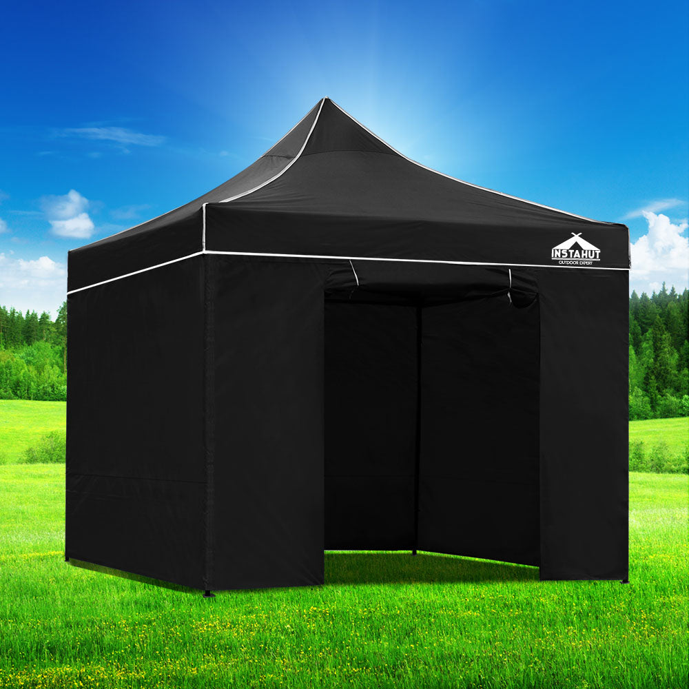 Canopies & Gazebos: Instahut Gazebo Pop Up Marquee 3x3m Folding Tent Wedding Gazebos 500D Black