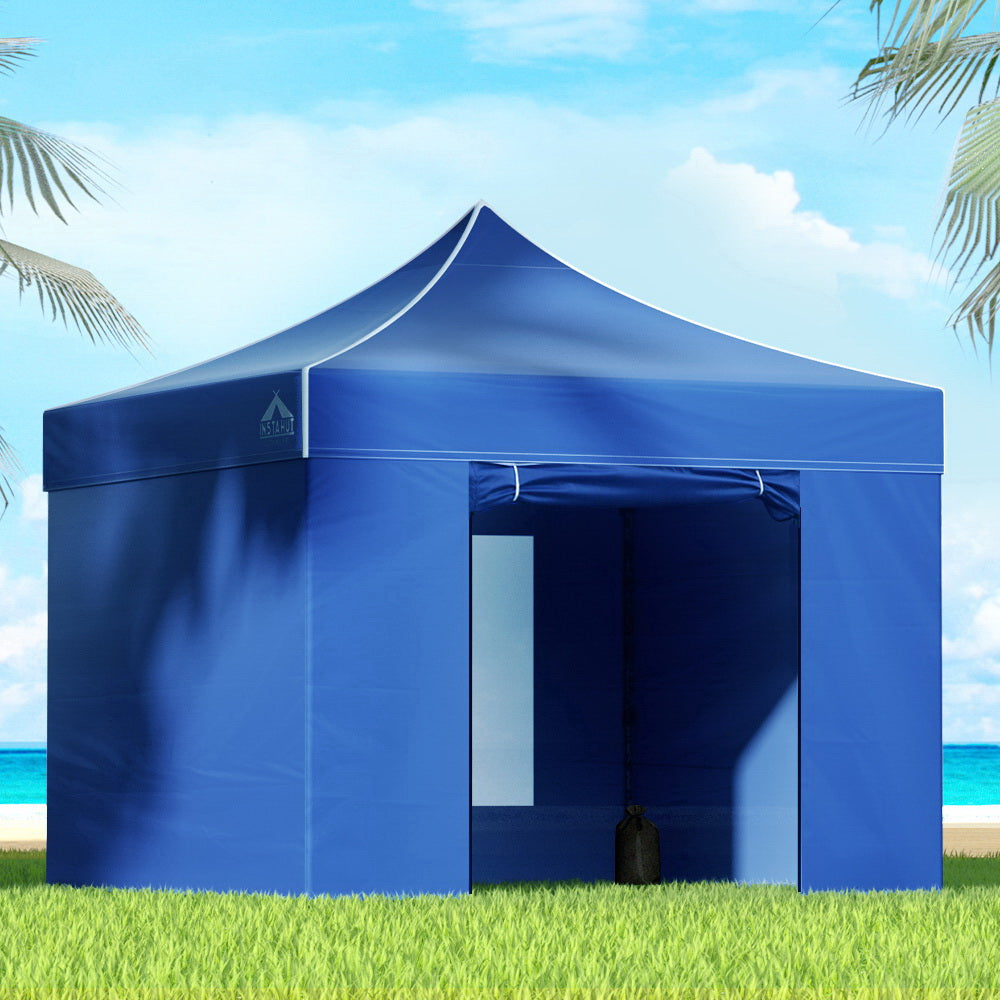 Canopies & Gazebos: Instahut Gazebo Pop Up Marquee 3x3 Folding Tent Wedding Gazebos 500D Oxford Blue